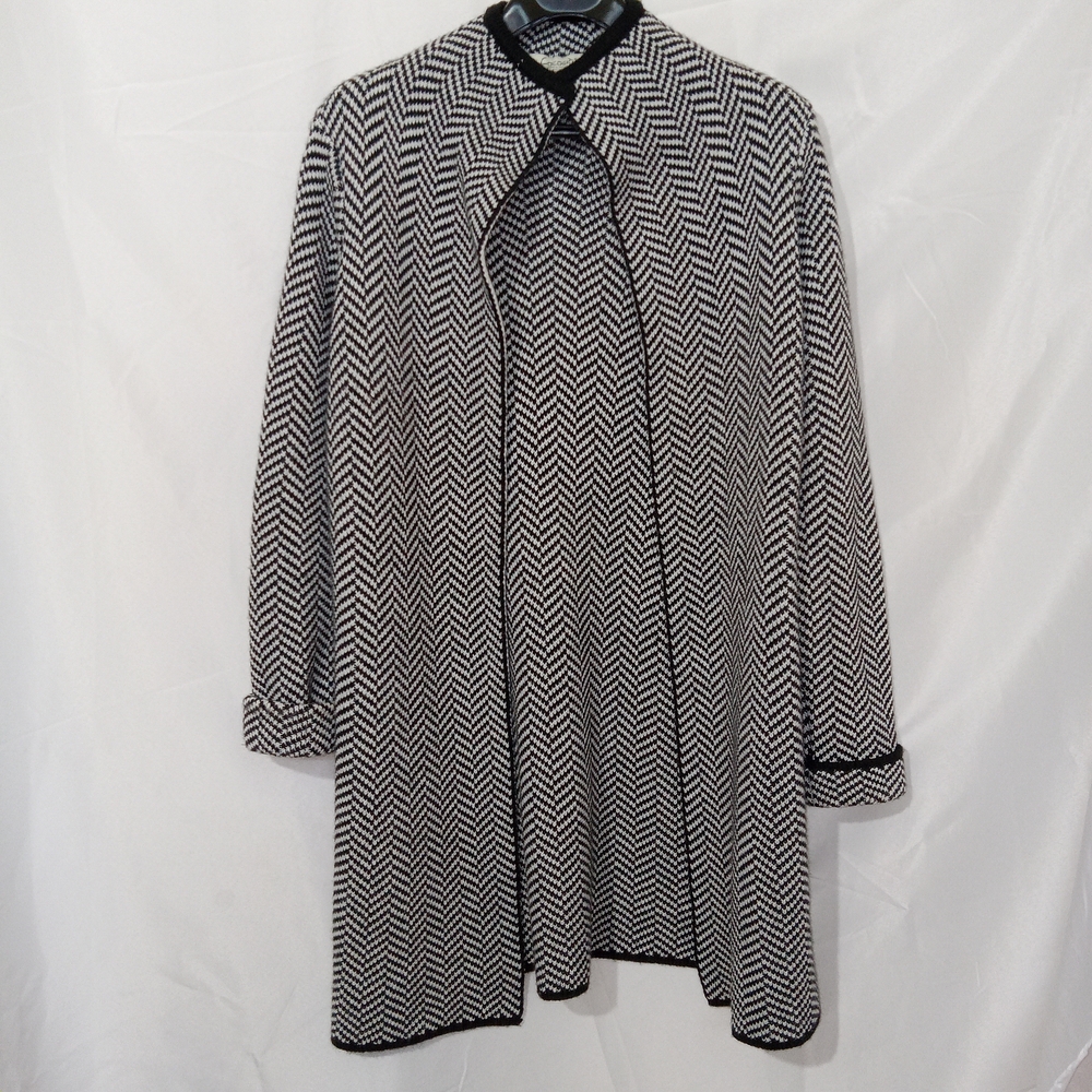 Cocogio Made in Italy Wool Blend Long Duster Cardigan Lagenlook Black Sz L